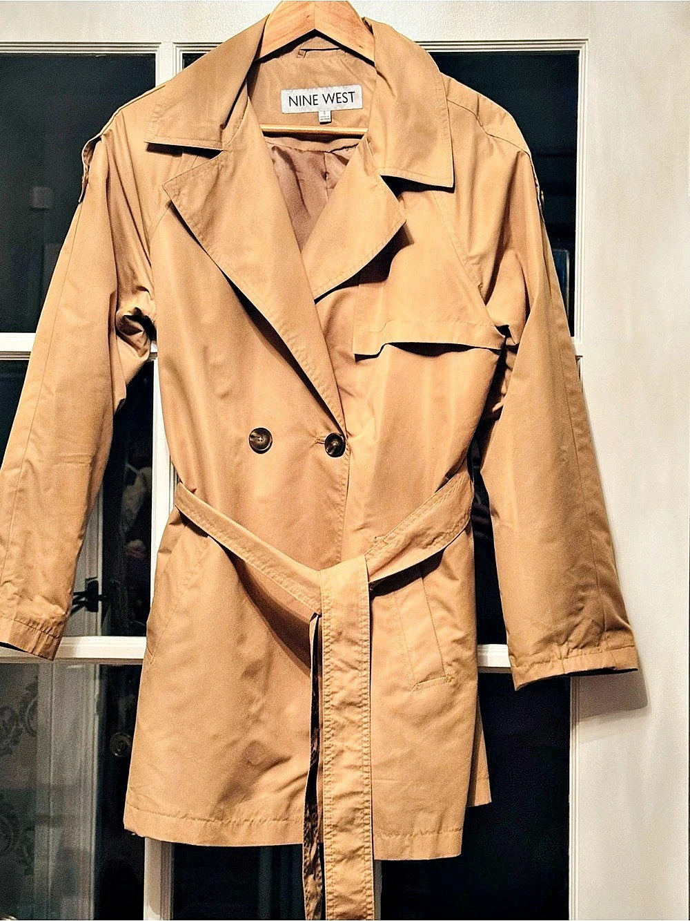 Nine West Double-Breasted Trench Coat in Brown Like New